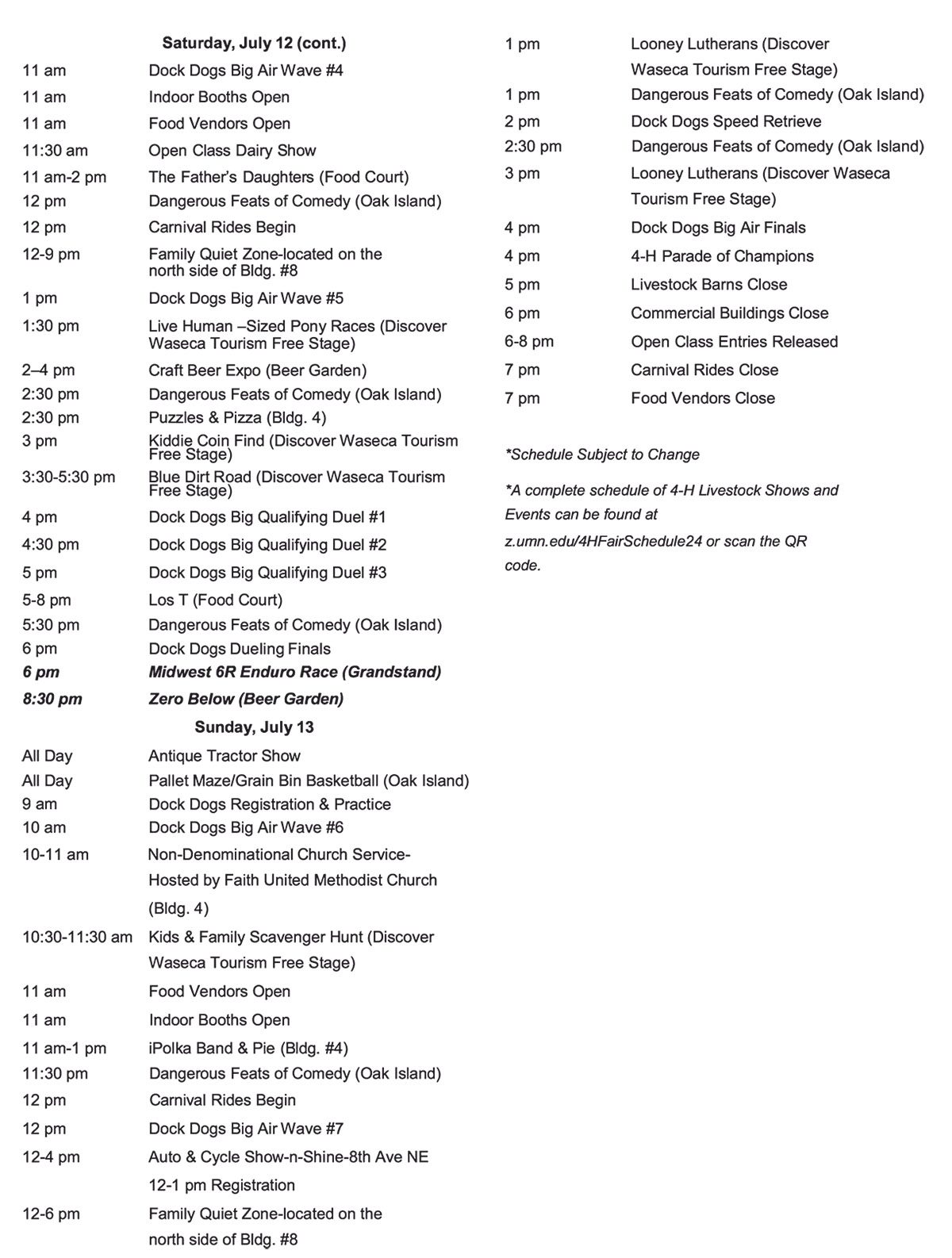 2025 Waseca Free Fair Schedule 2025 Waseca Free Fair Schedule