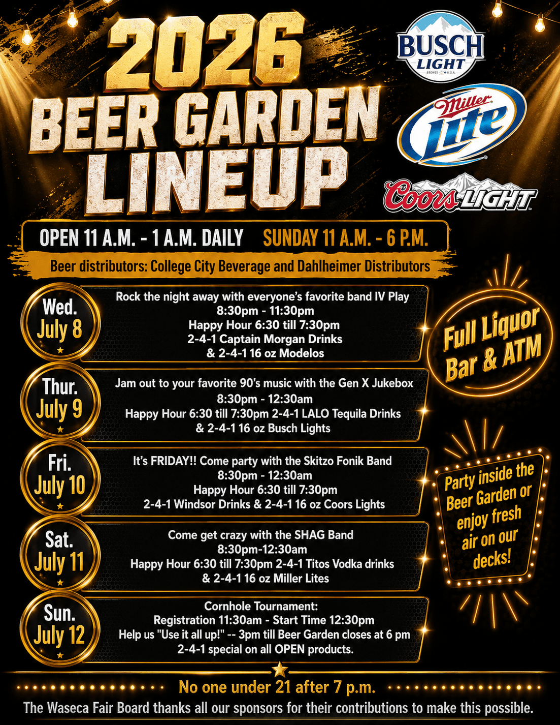 Waseca County Free Fair Beer Garden Lineup